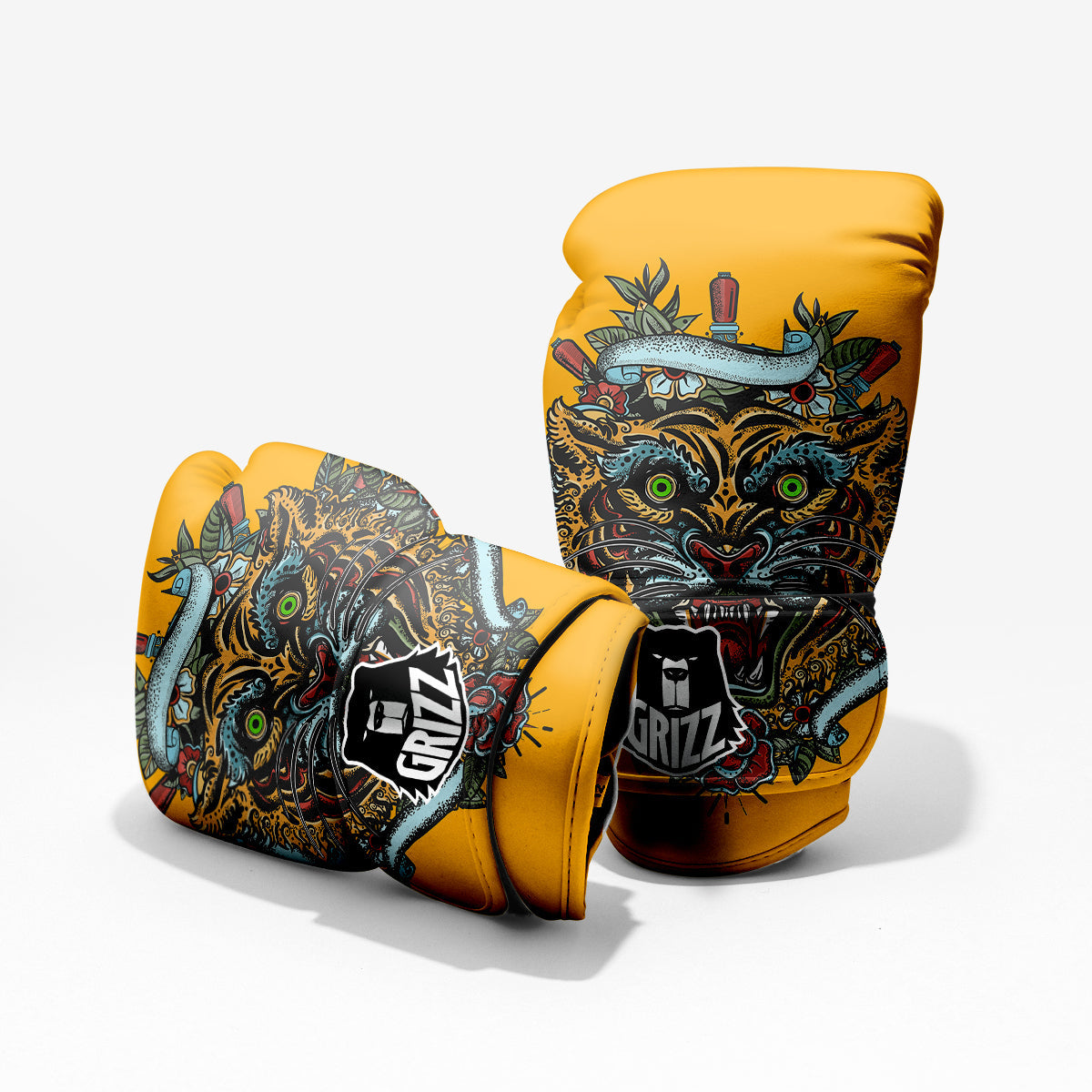 Tiger Head Tattoo Print Pro Boxing Glove