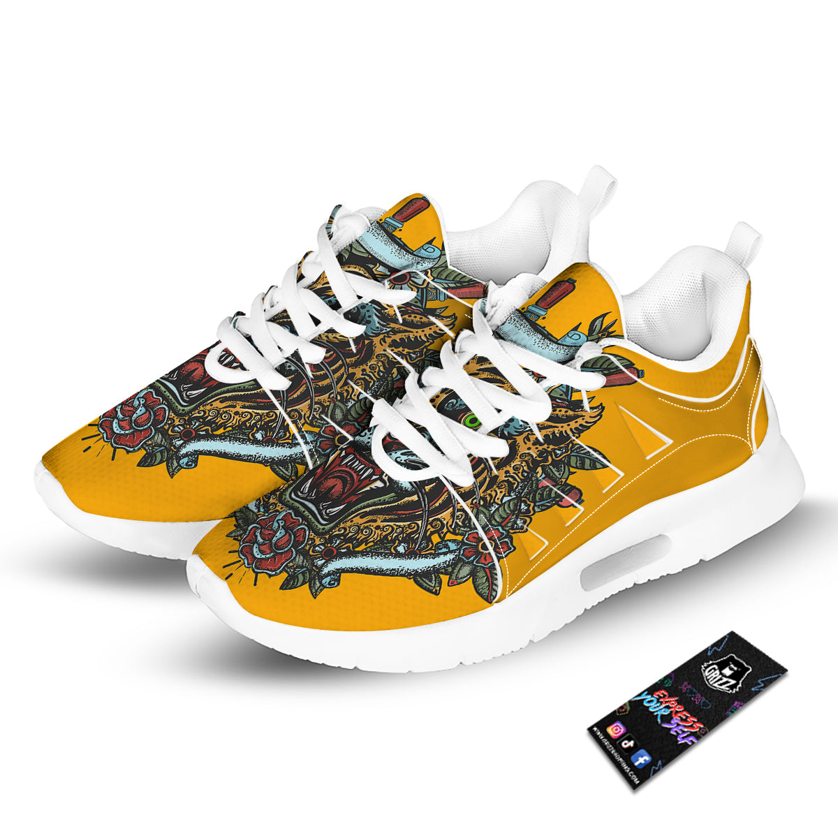 Tiger Head Tattoo Print Tennis Shoes-grizzshop