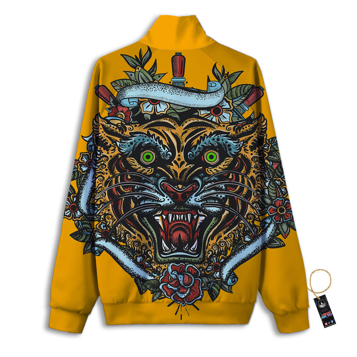 Tiger Head Tattoo Print Track Jacket-grizzshop