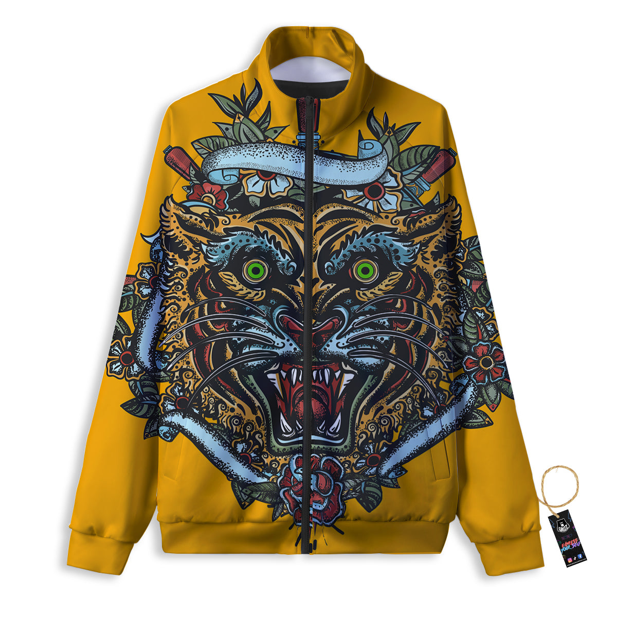 Tiger Head Tattoo Print Track Jacket-grizzshop