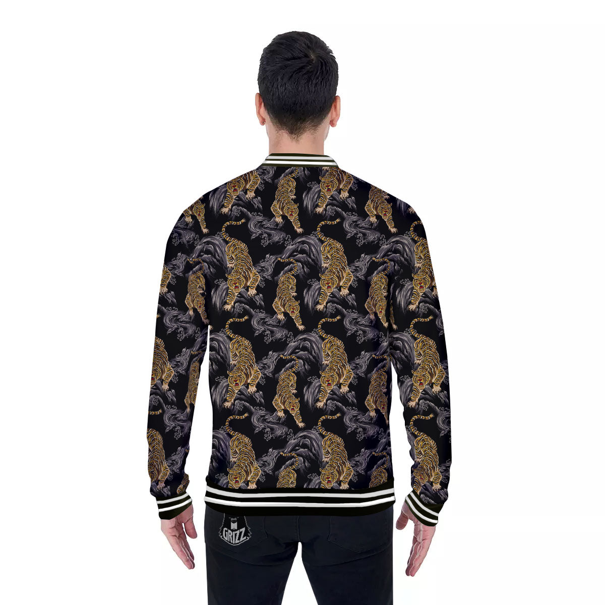 Tiger Japanese Print Pattern Baseball Jacket-grizzshop