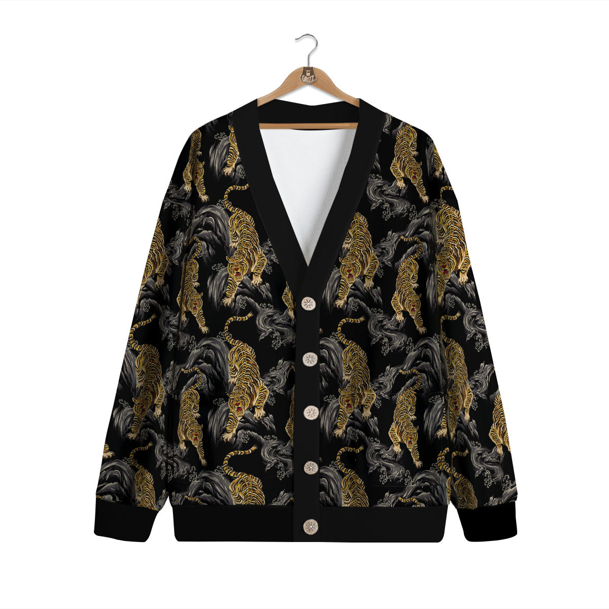 Tiger Japanese Print Pattern Cardigan-grizzshop