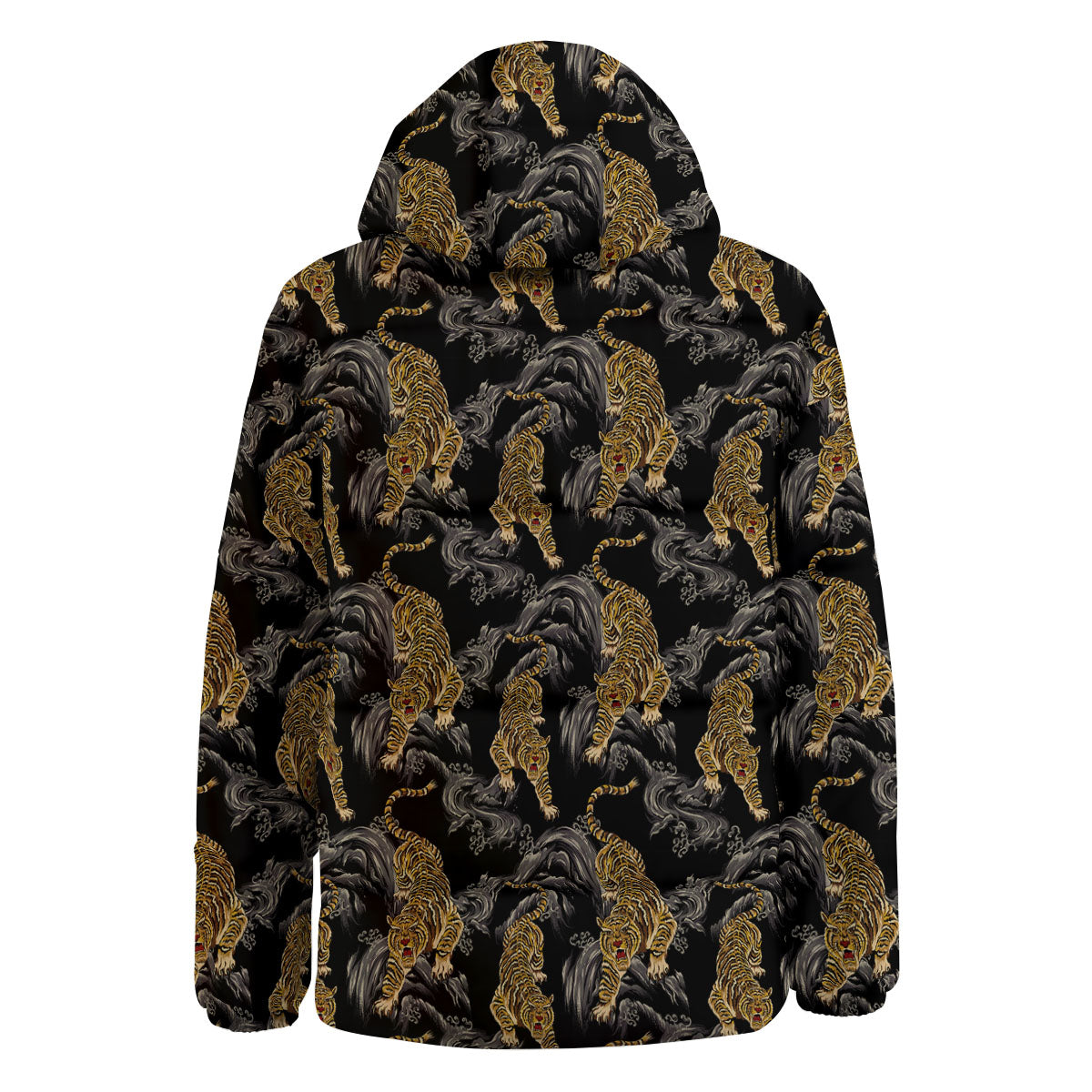 Tiger Japanese Print Pattern Down Jacket-grizzshop