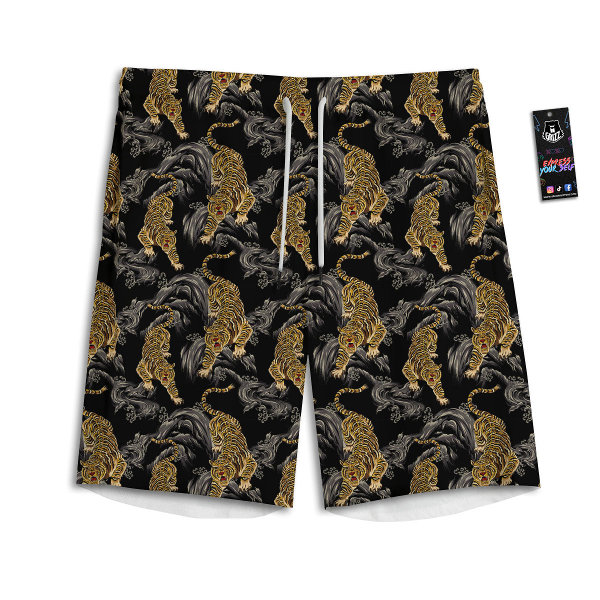 Tiger Japanese Print Pattern Men's Athletic Shorts