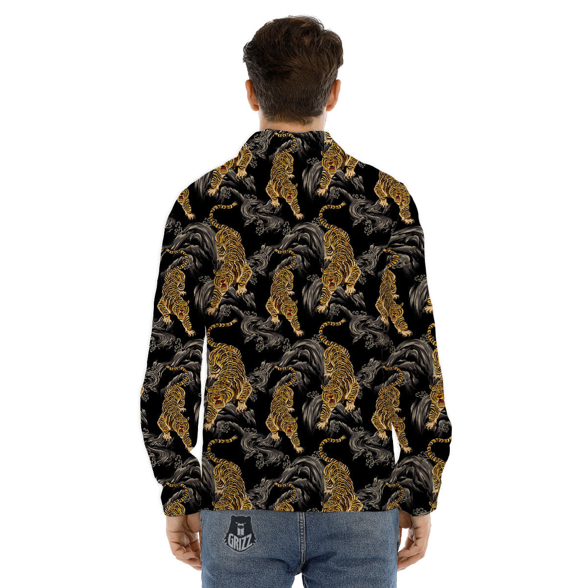 Tiger Japanese Print Pattern Men's Dress Shirts-grizzshop