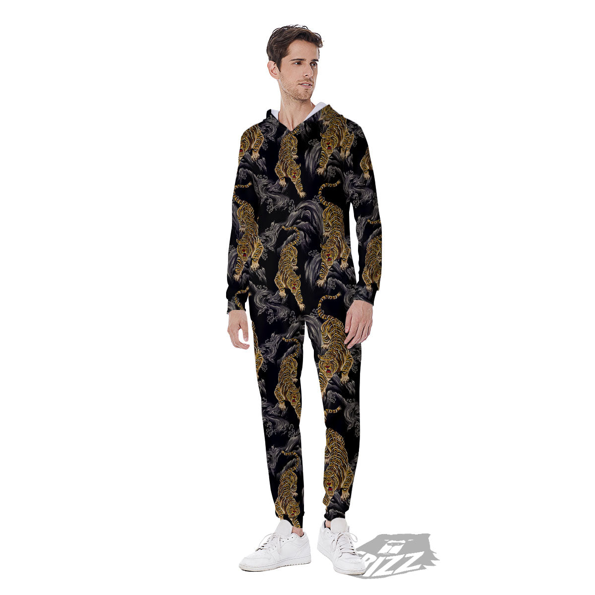 Tiger Japanese Print Pattern Men's Jumpsuit-grizzshop