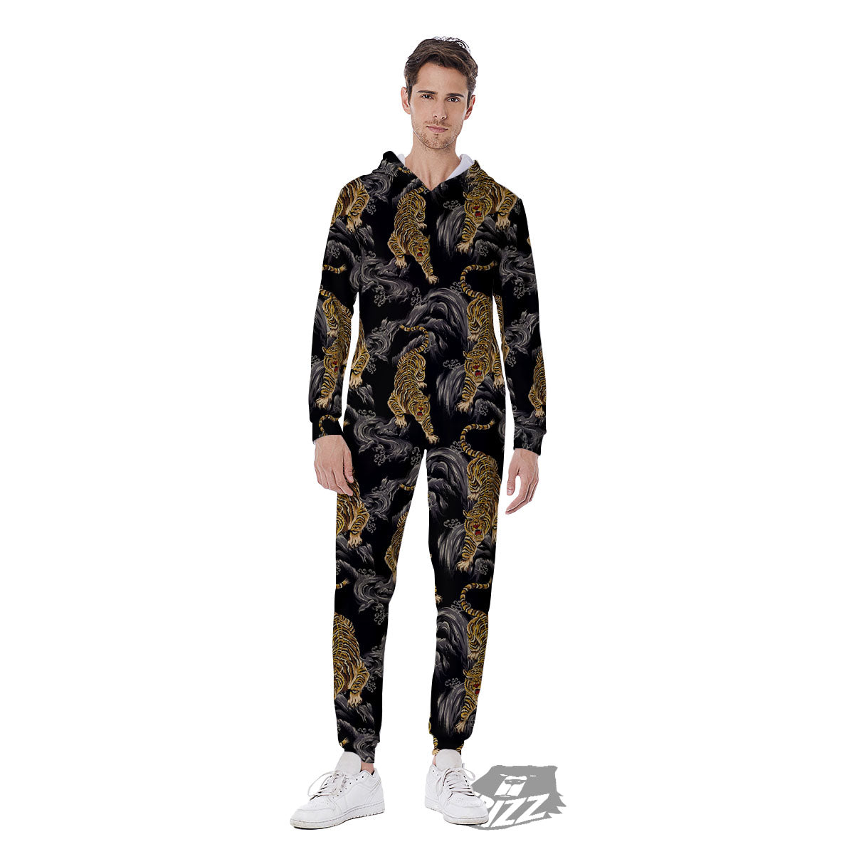 Tiger Japanese Print Pattern Men's Jumpsuit-grizzshop