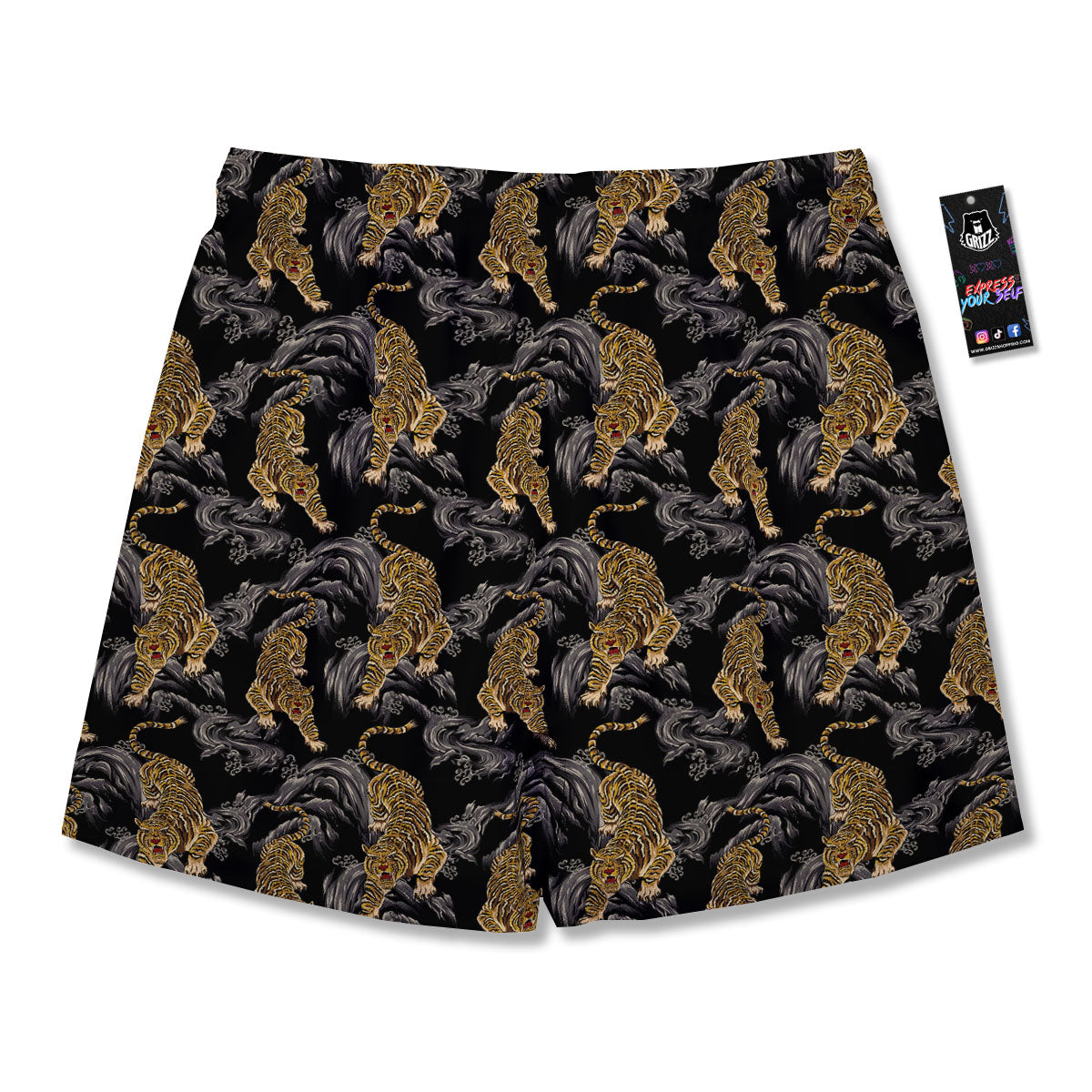 Tiger Japanese Print Pattern Men's Running Shorts-grizzshop