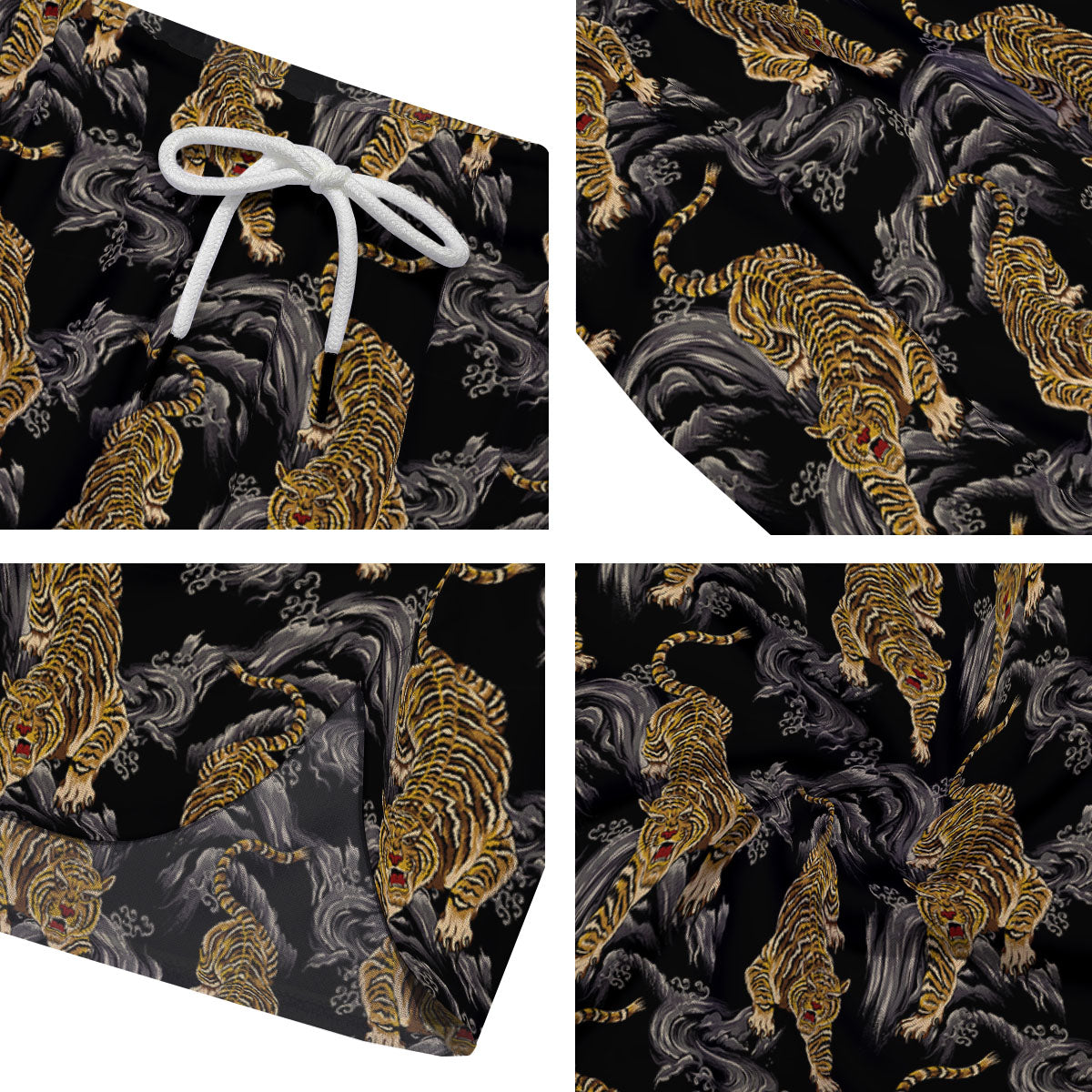 Tiger Japanese Print Pattern Men's Running Shorts-grizzshop