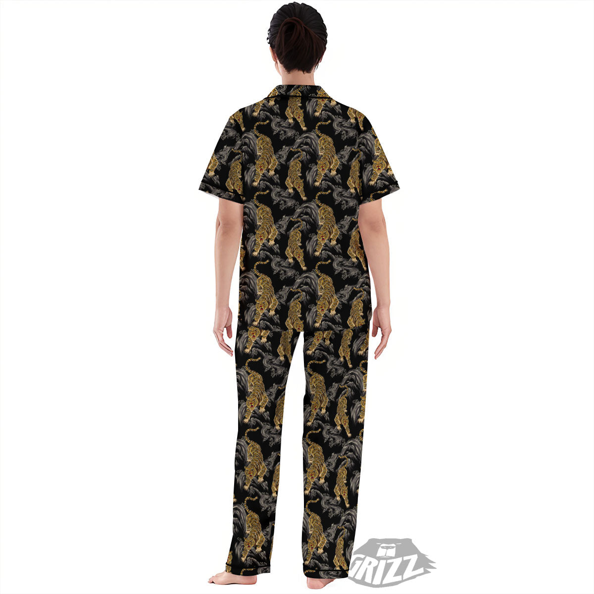 Tiger Japanese Print Pattern Women's Pajamas Set-grizzshop