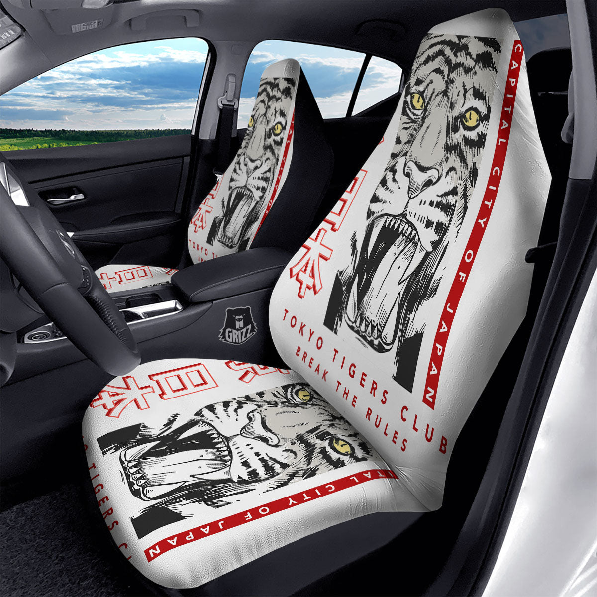 Tiger Japanese Style Print Car Seat Covers-grizzshop