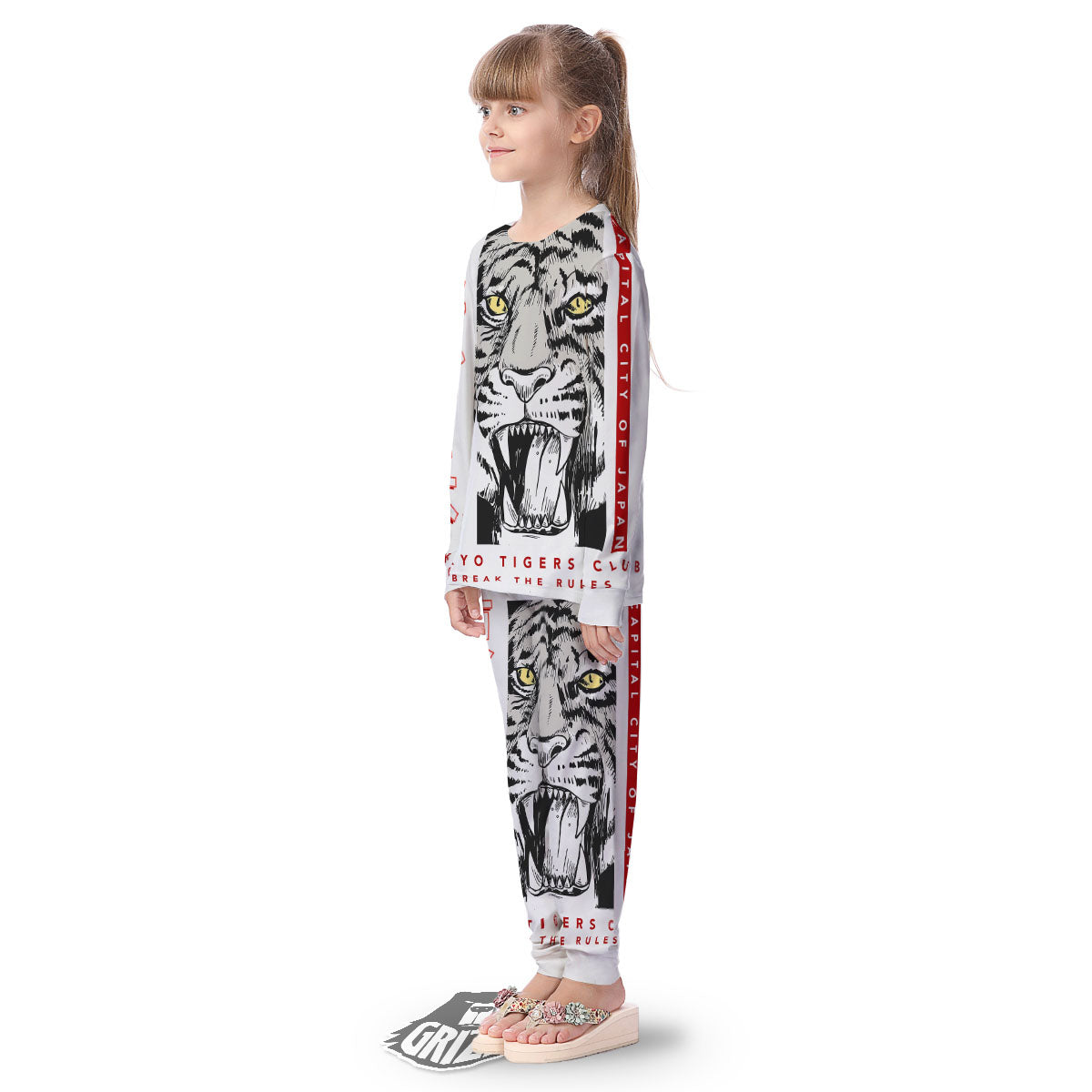 Tiger Japanese Style Print Kid's Pajamas-grizzshop