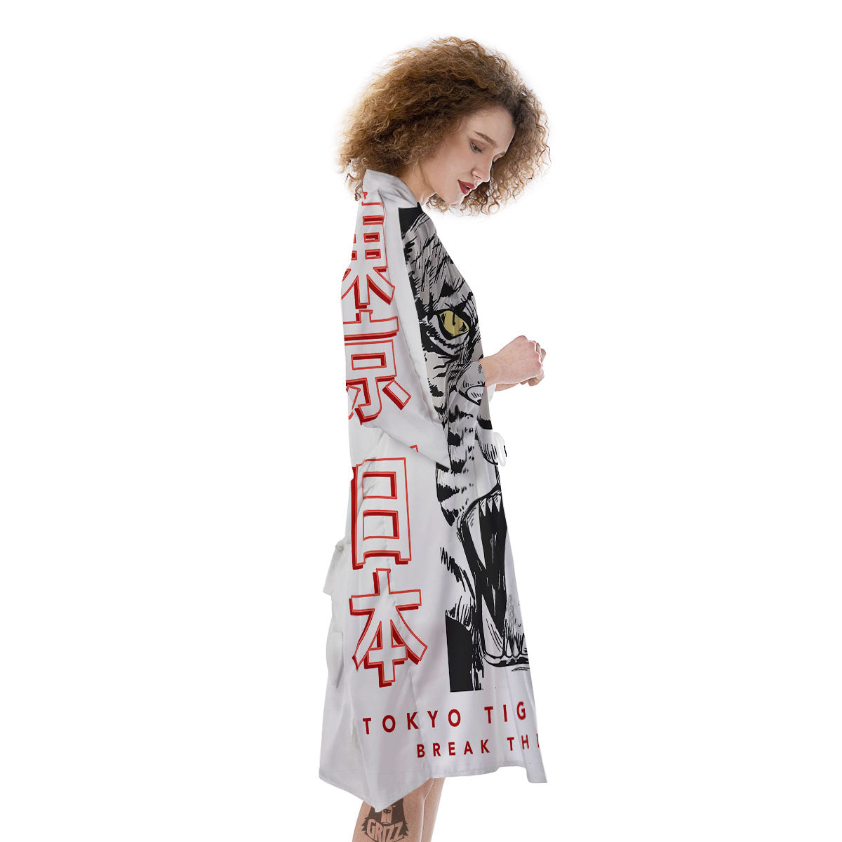Tiger Japanese Style Print Kimono-grizzshop