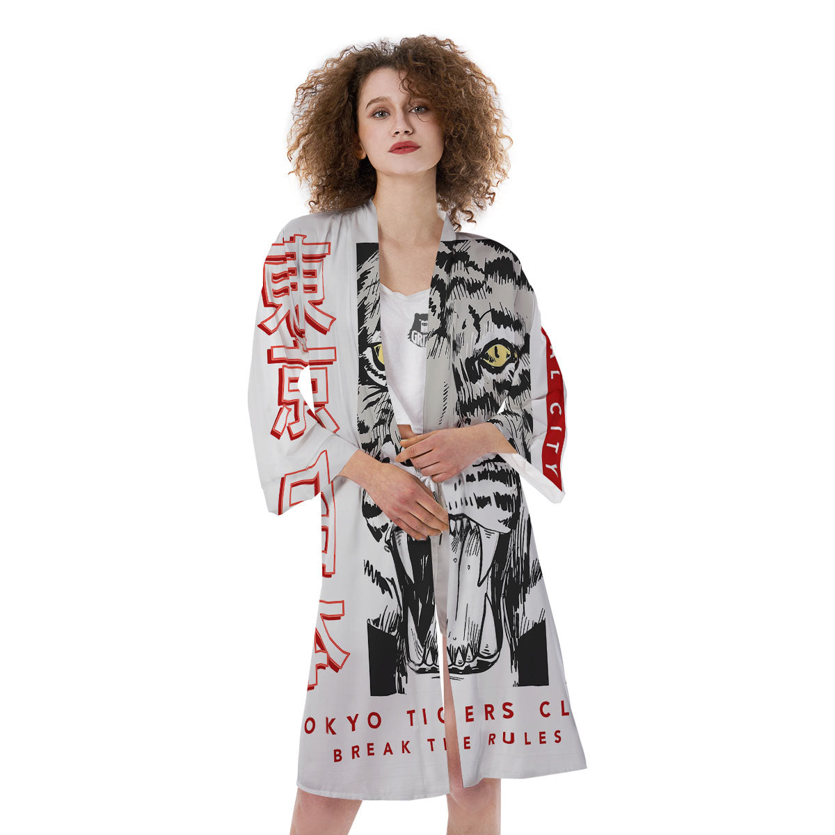 Tiger Japanese Style Print Kimono-grizzshop