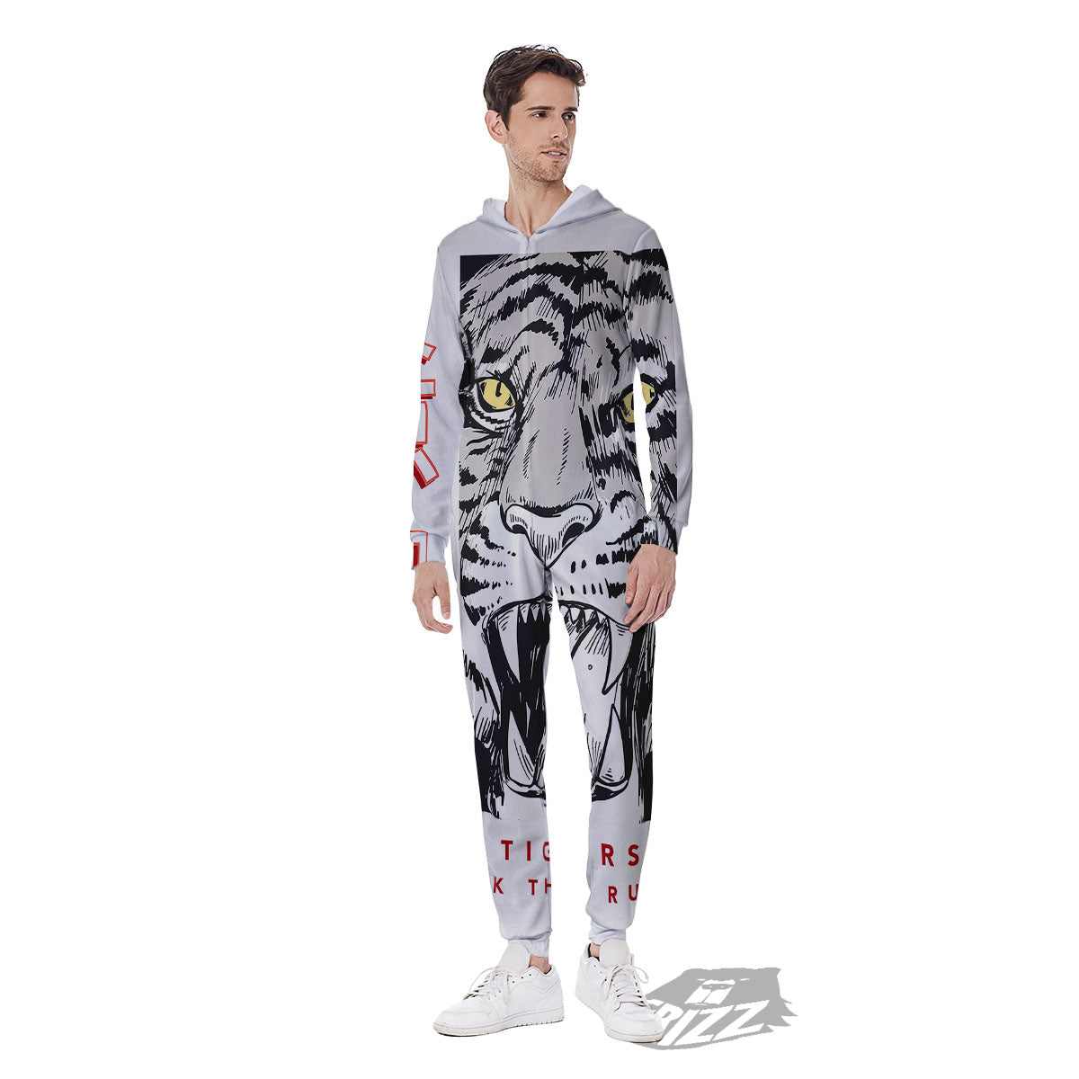 Tiger Japanese Style Print Men's Jumpsuit-grizzshop