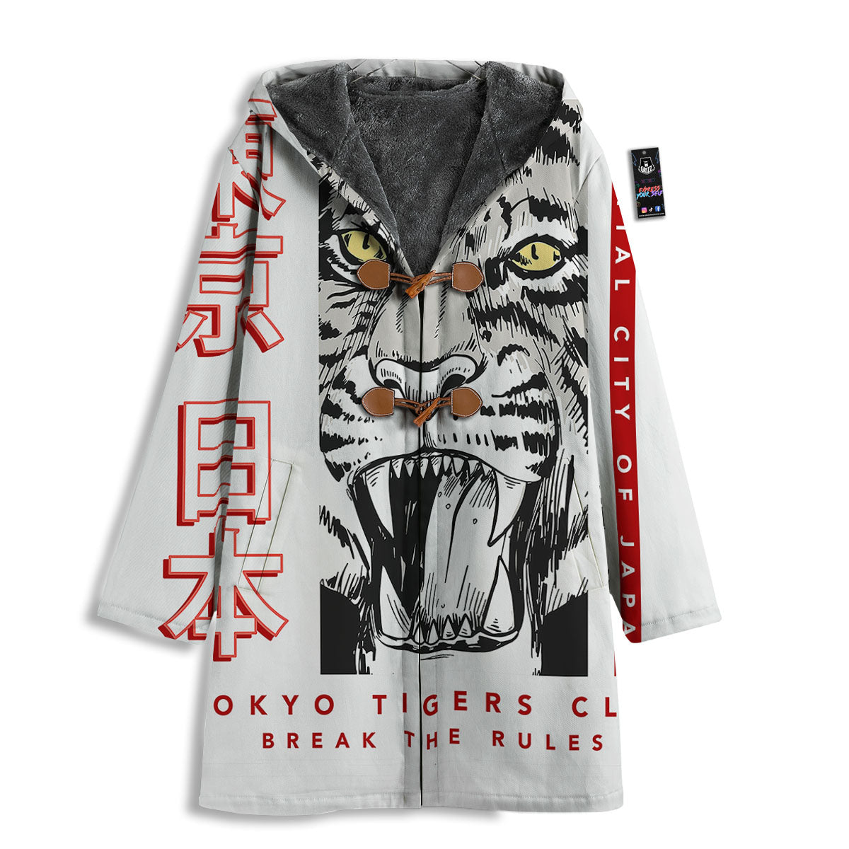 Tiger Japanese Style Print Men's Windbreaker Jacket-grizzshop