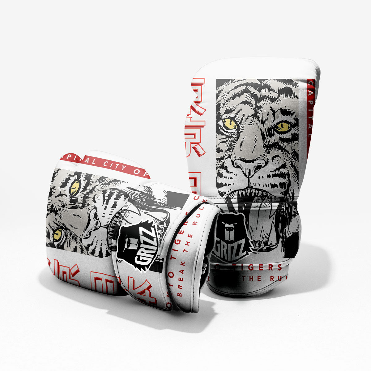 Tiger Japanese Style Print Pro Boxing Glove