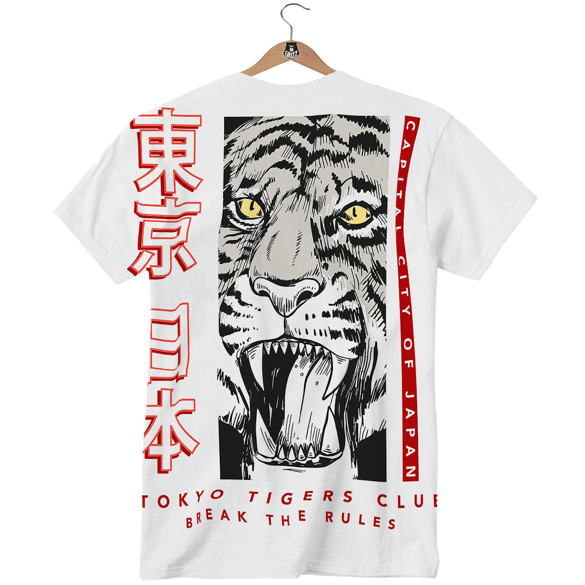 Tiger Japanese Style Print T-Shirt-grizzshop