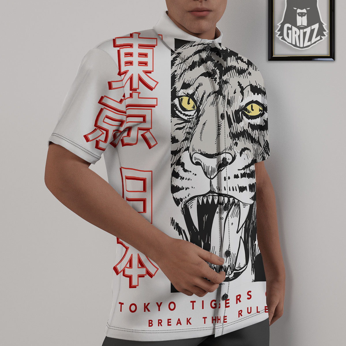 Tiger Japanese Style Print Untucked Shirts-grizzshop