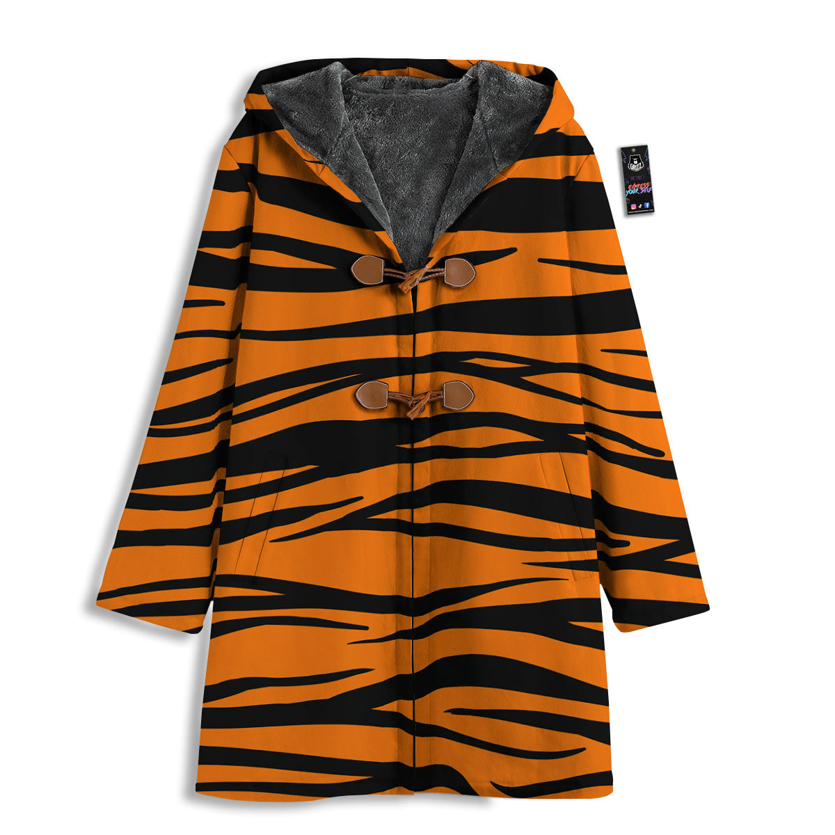 Tiger Stripe Black And Orange Print Men's Windbreaker Jacket-grizzshop