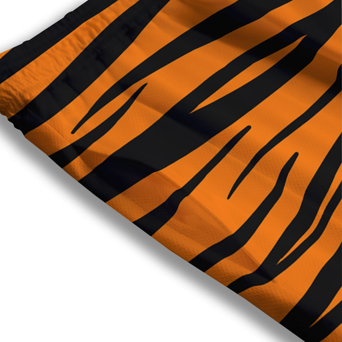 Tiger Stripe Black And Orange Print Mesh Shorts
