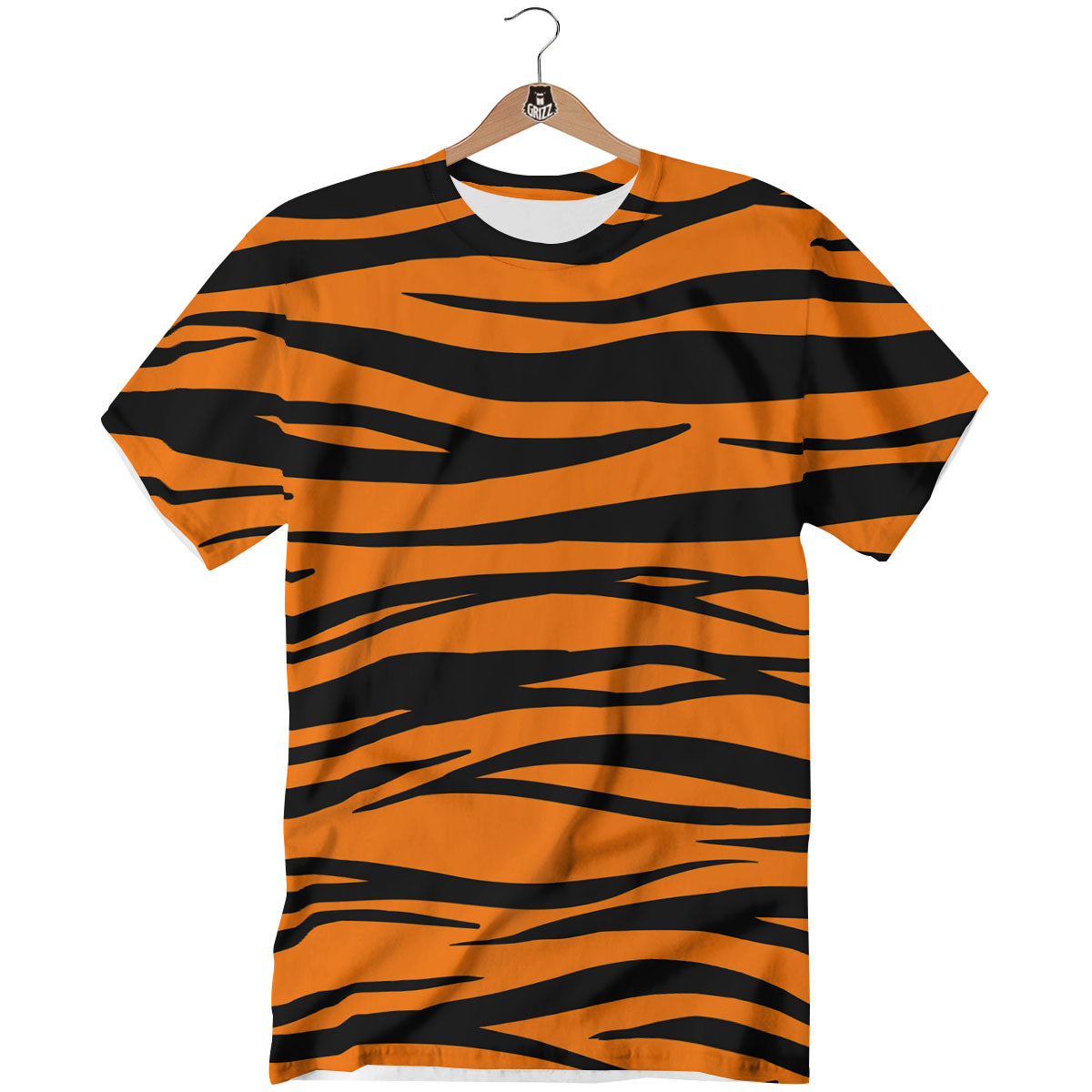 Tiger Stripe Black And Orange Print T-Shirt-grizzshop