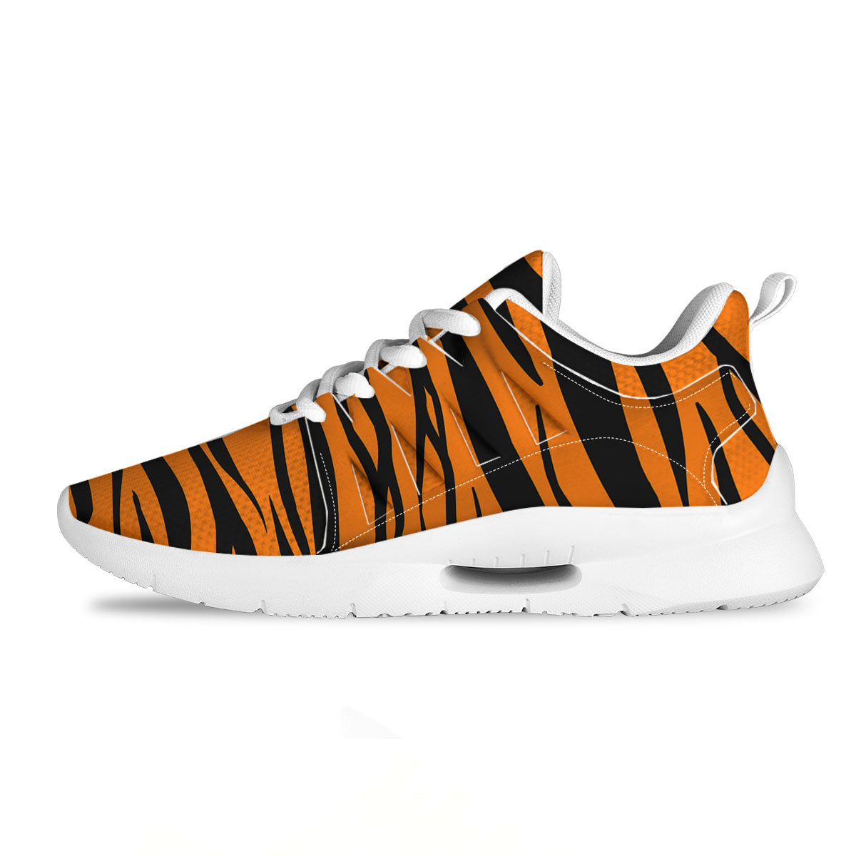 Tiger Stripe Black And Orange Print Tennis Shoes-grizzshop