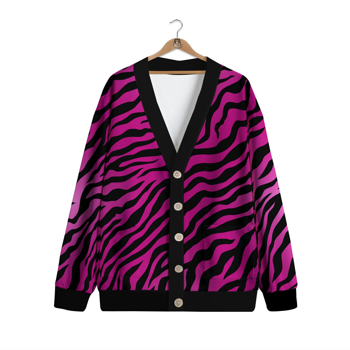 Tiger Stripe Black And Pink Print Cardigan-grizzshop