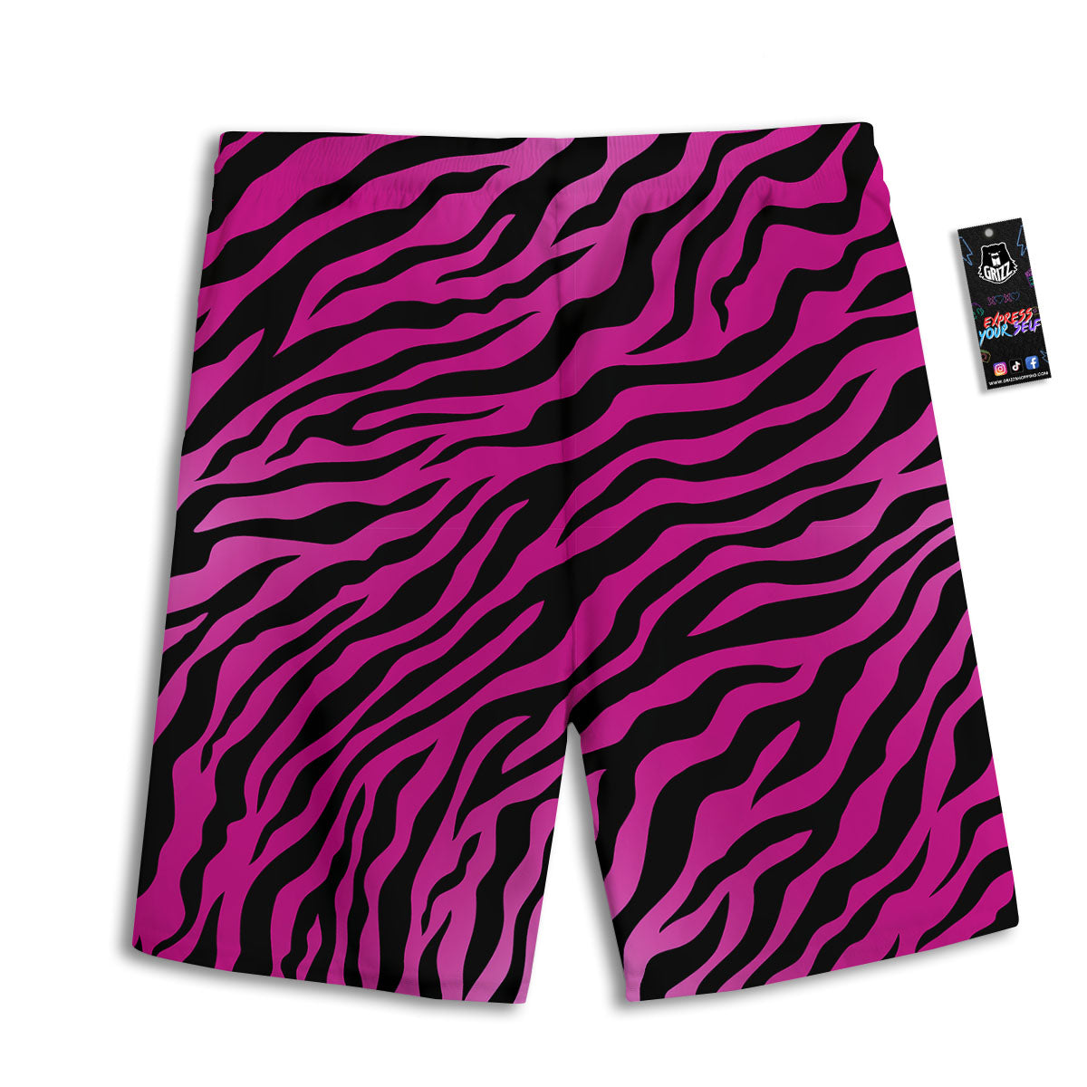 Tiger Stripe Black And Pink Print Men's Athletic Shorts