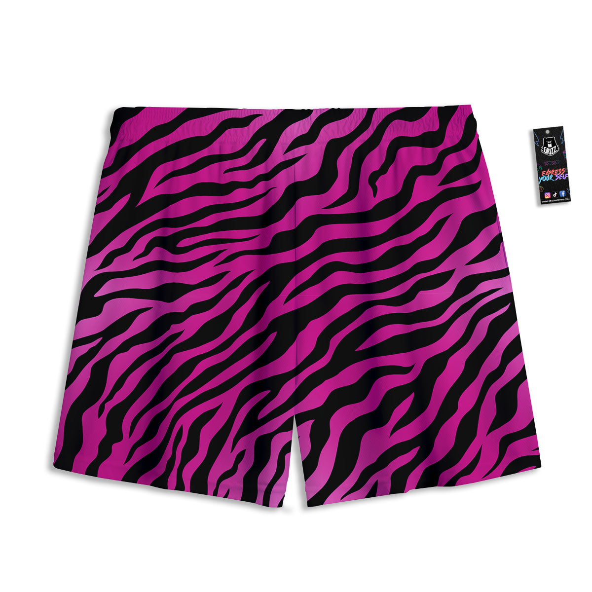 Tiger Stripe Black And Pink Print Mesh Shorts