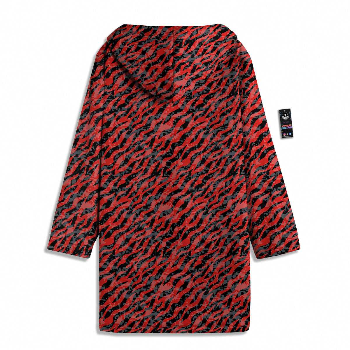Tiger Stripe Camo Red And Black Print Men's Windbreaker Jacket-grizzshop