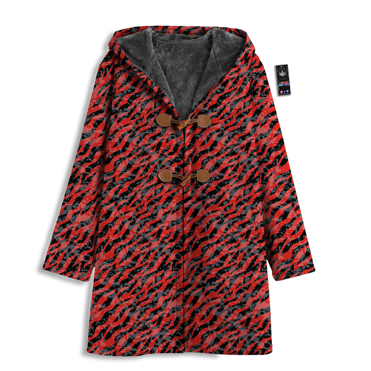 Tiger Stripe Camo Red And Black Print Men's Windbreaker Jacket-grizzshop