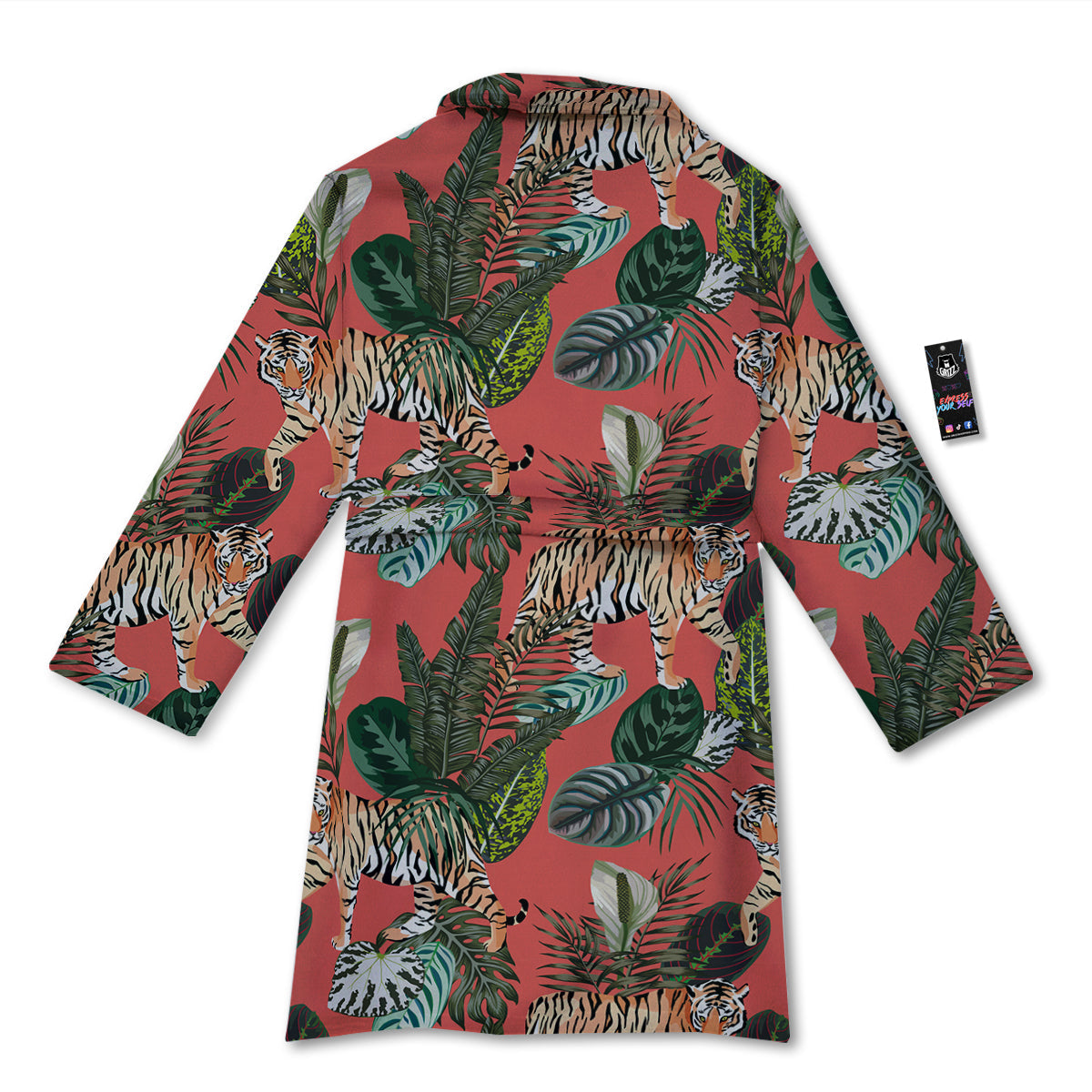 Tiger Tropical Print Pattern Bathrobe-grizzshop