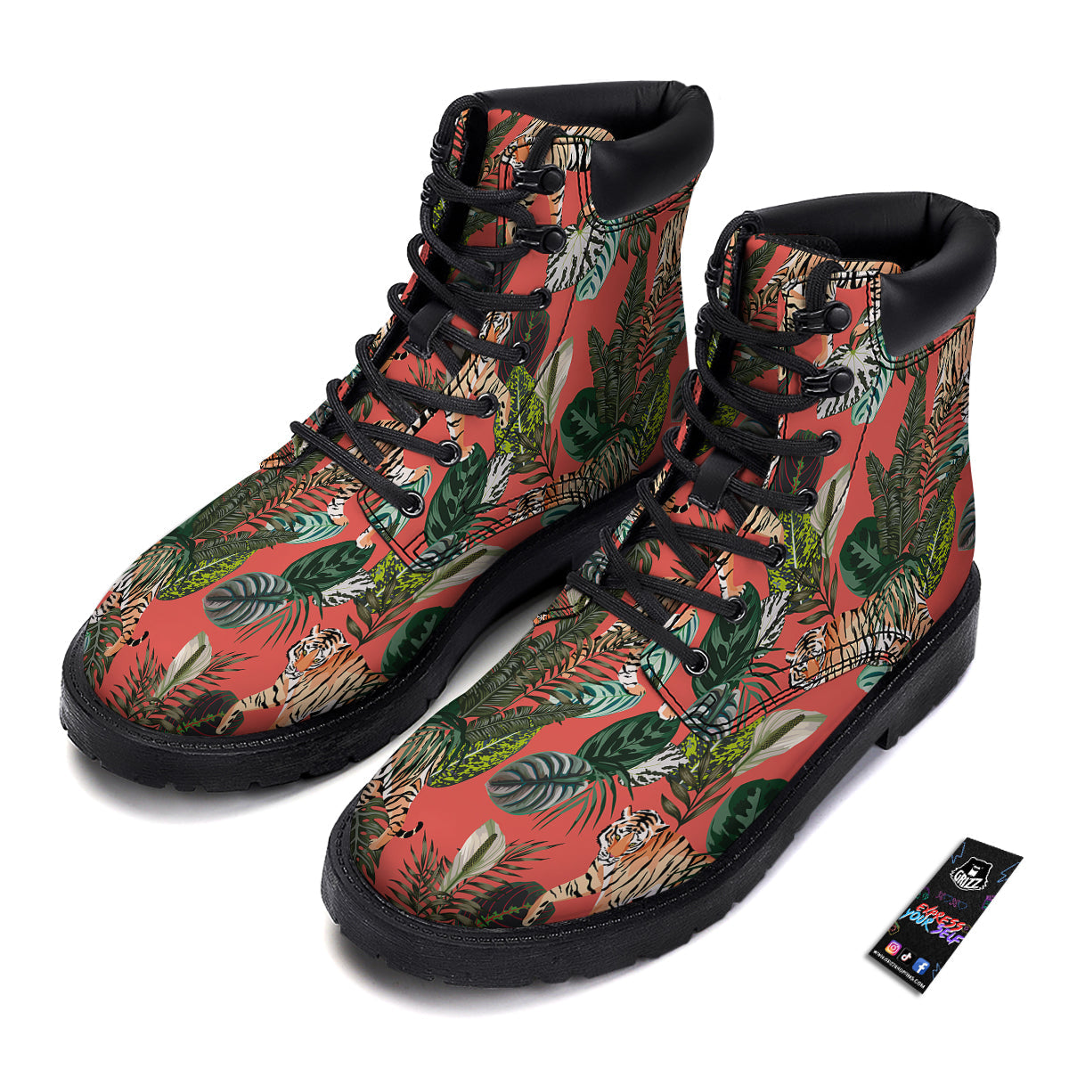 Tiger Tropical Print Pattern Boots-grizzshop