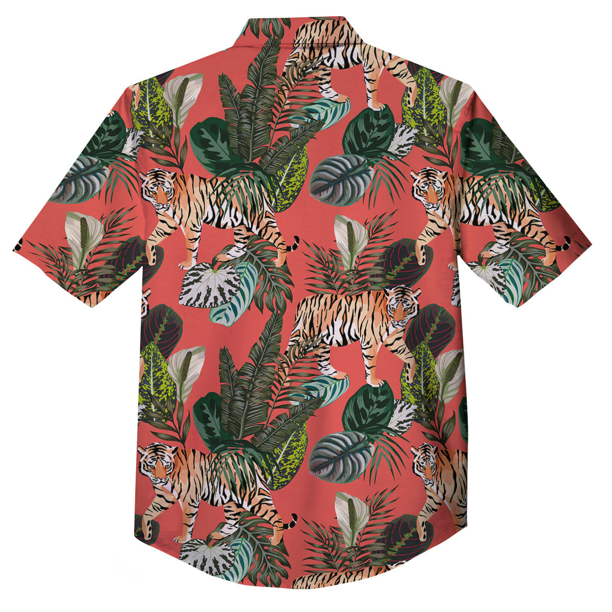 Tiger Tropical Print Pattern Button Up Shirt-grizzshop