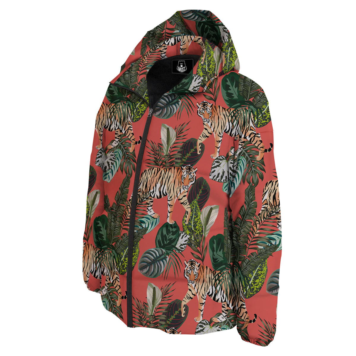 Tiger Tropical Print Pattern Down Jacket-grizzshop