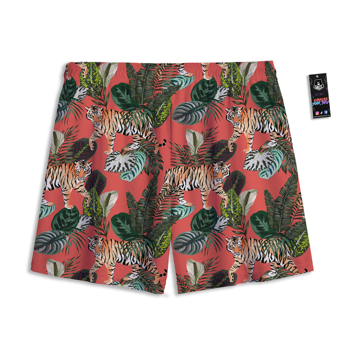 Tiger Tropical Print Pattern Mesh Shorts