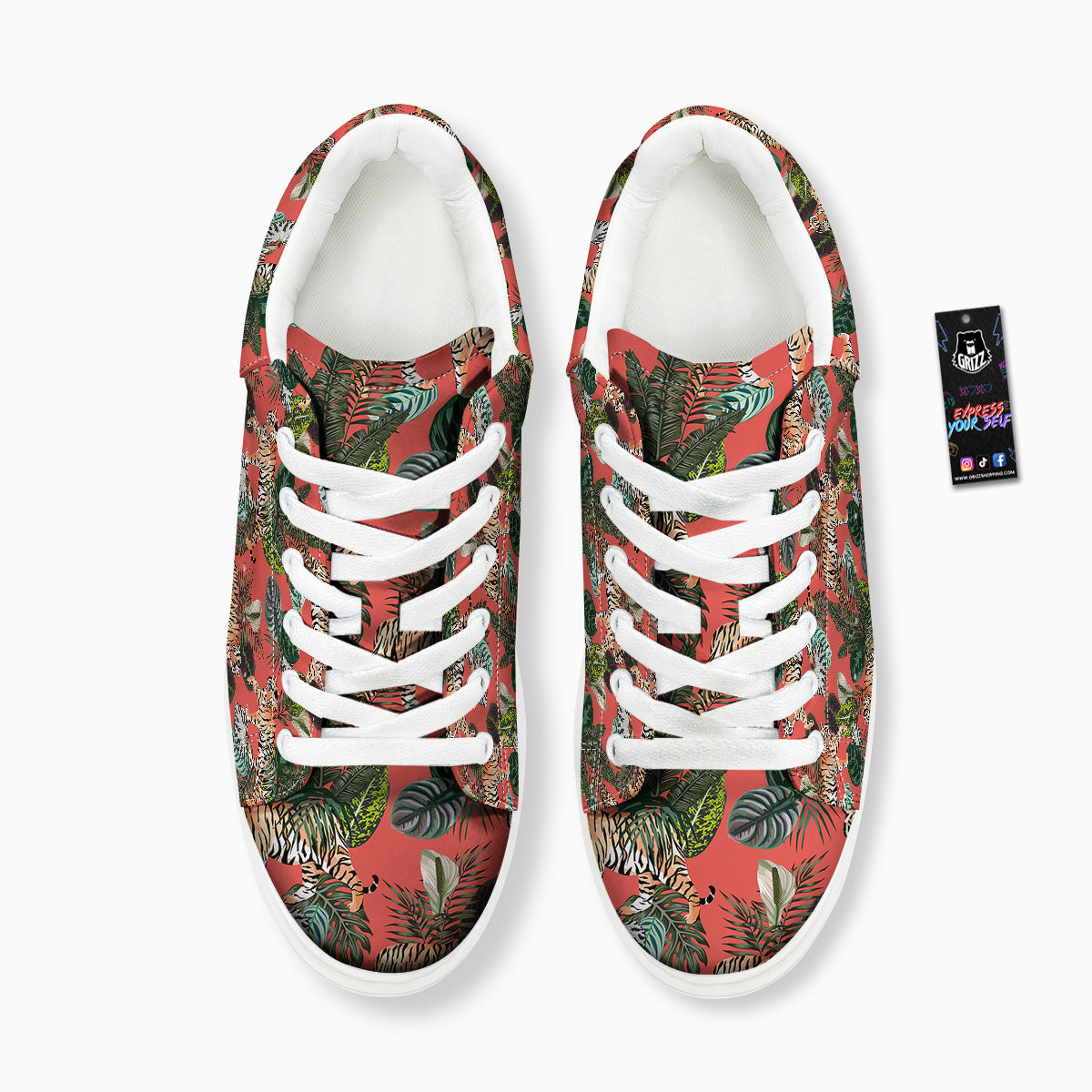 Tiger Tropical Print Pattern Platform Shoes-grizzshop