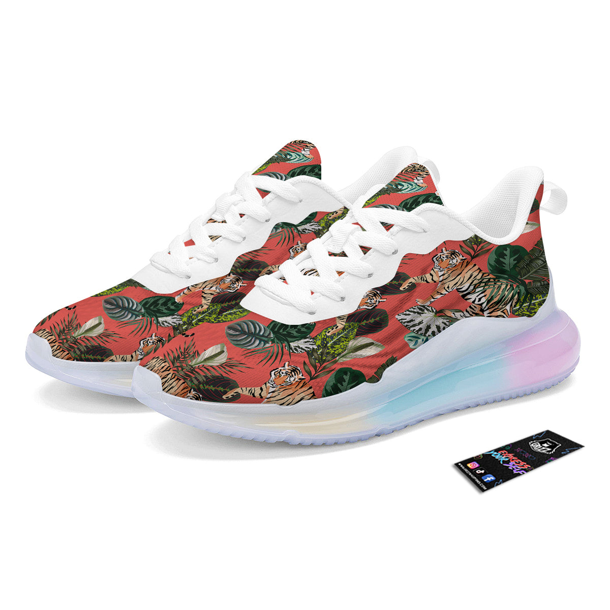 Tiger Tropical Print Pattern Running Sneakers-grizzshop
