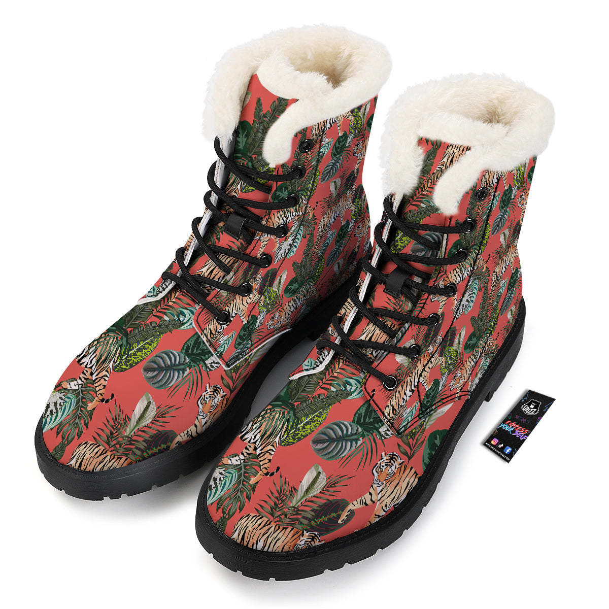 Tiger Tropical Print Pattern Winter Boots-grizzshop