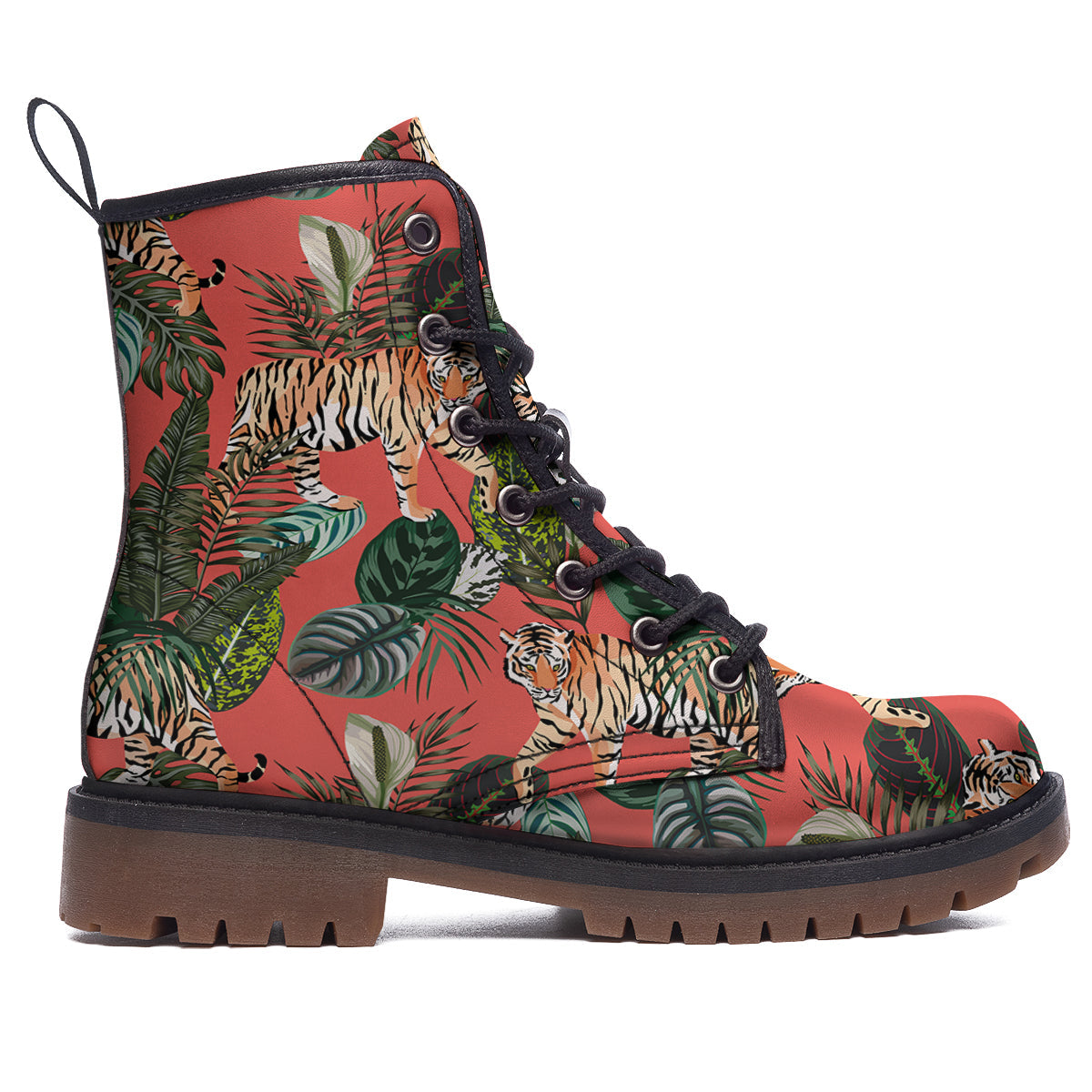 Tiger Tropical Print Pattern Work Boots-grizzshop