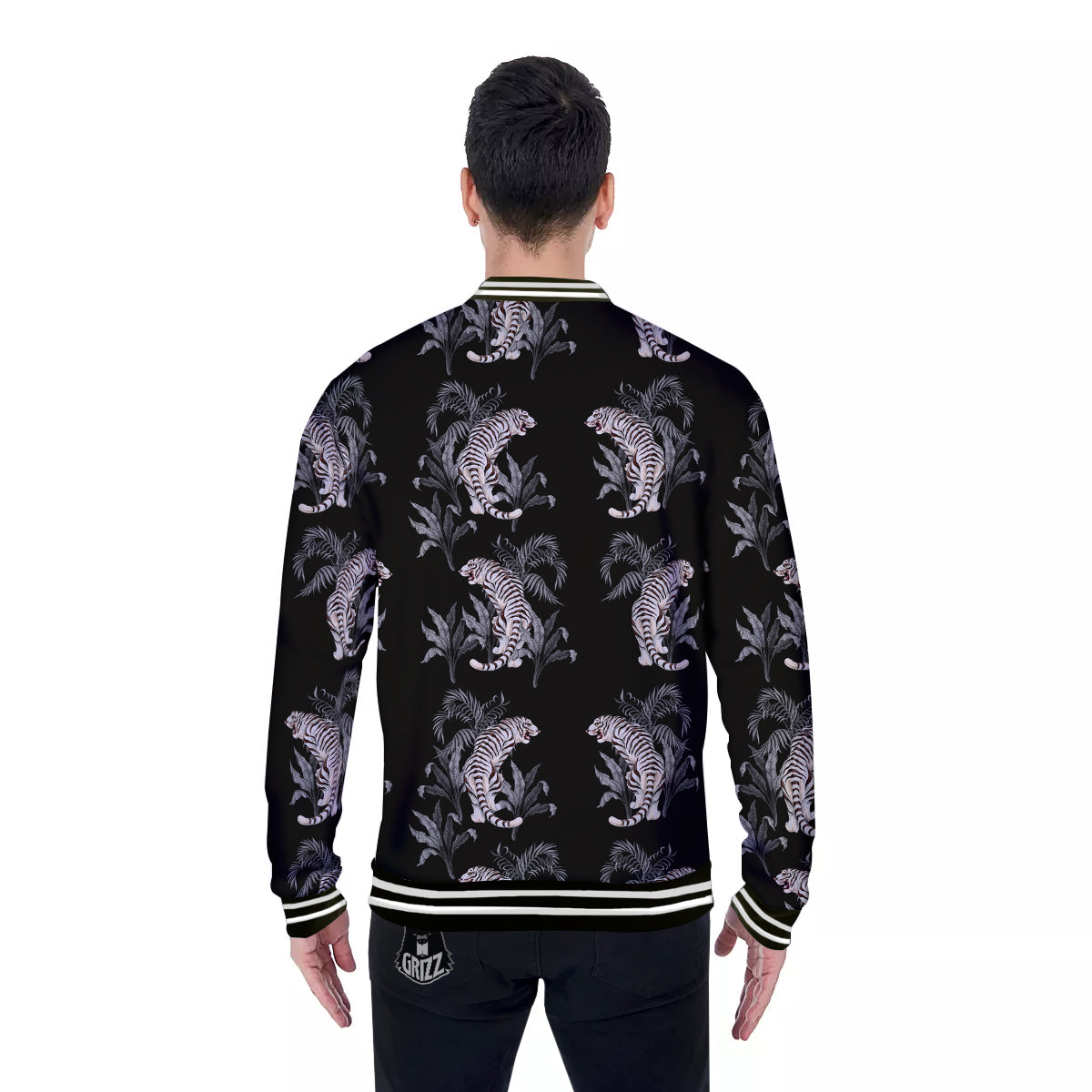 Tiger Tropical Vintage Print Pattern Baseball Jacket-grizzshop