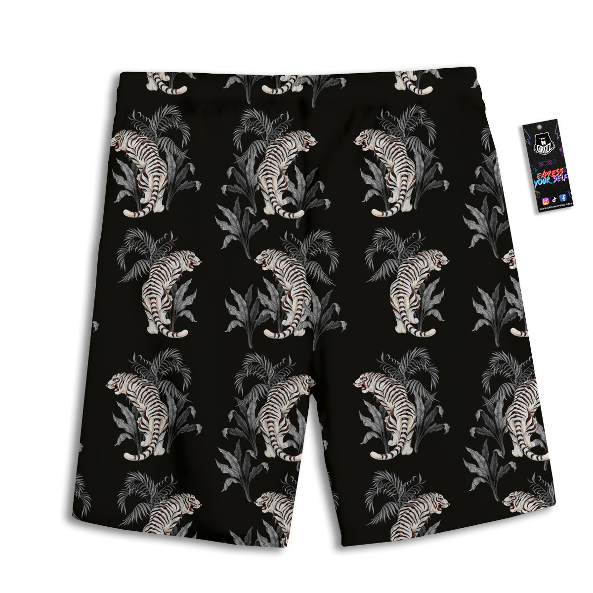 Tiger Tropical Vintage Print Pattern Men's Athletic Shorts