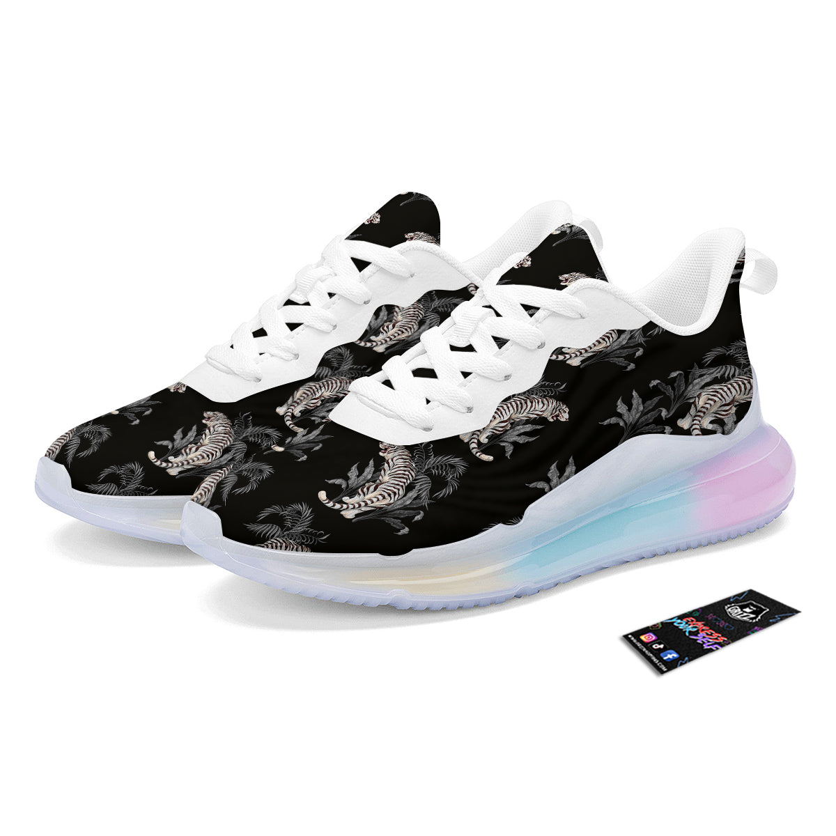 Tiger Tropical Vintage Print Pattern Running Sneakers-grizzshop