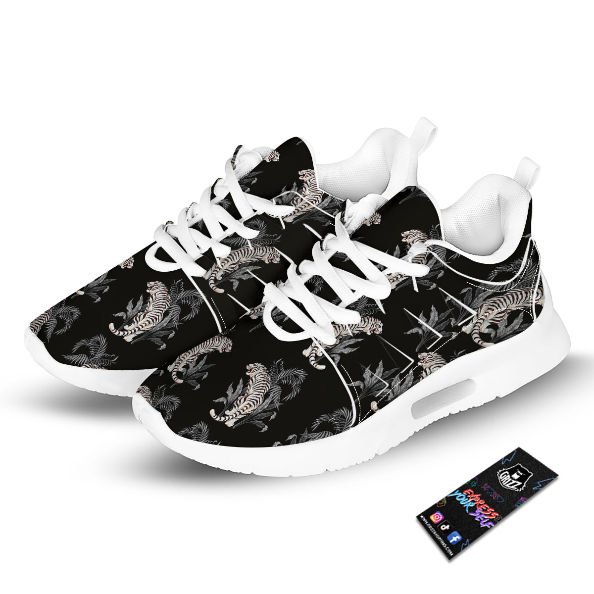 Tiger Tropical Vintage Print Pattern Tennis Shoes-grizzshop