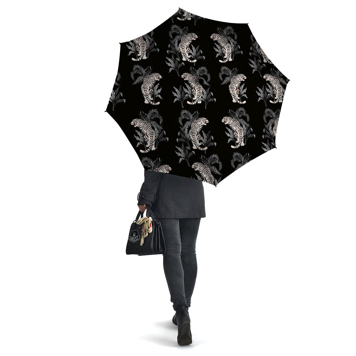 Tiger Tropical Vintage Print Pattern Umbrella-grizzshop