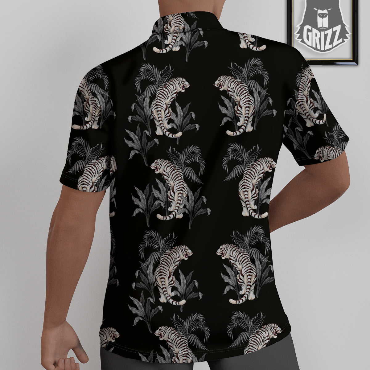 Tiger Tropical Vintage Print Pattern Untucked Shirts-grizzshop