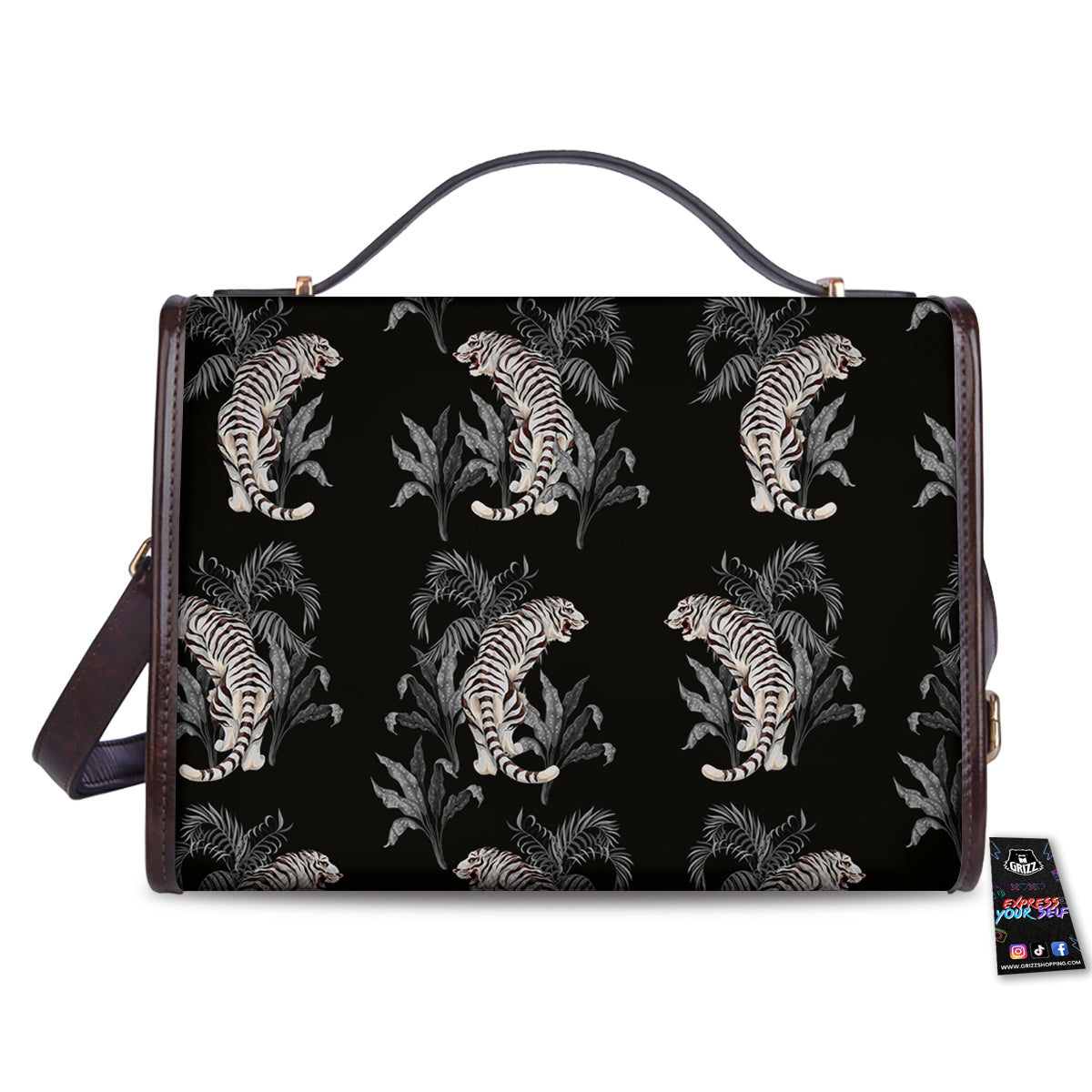 Tiger Tropical Vintage Print Pattern Women's Satchel Bag-grizzshop