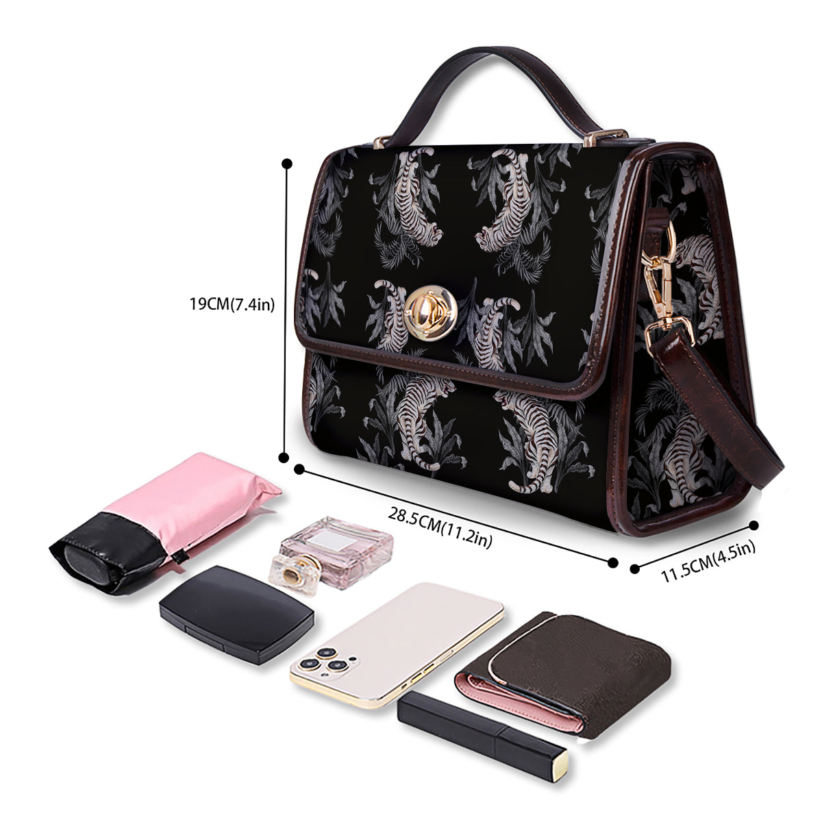 Tiger Tropical Vintage Print Pattern Women's Satchel Bag-grizzshop