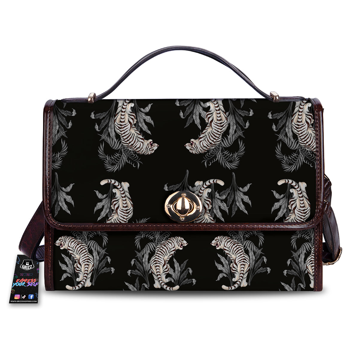 Tiger Tropical Vintage Print Pattern Women's Satchel Bag-grizzshop